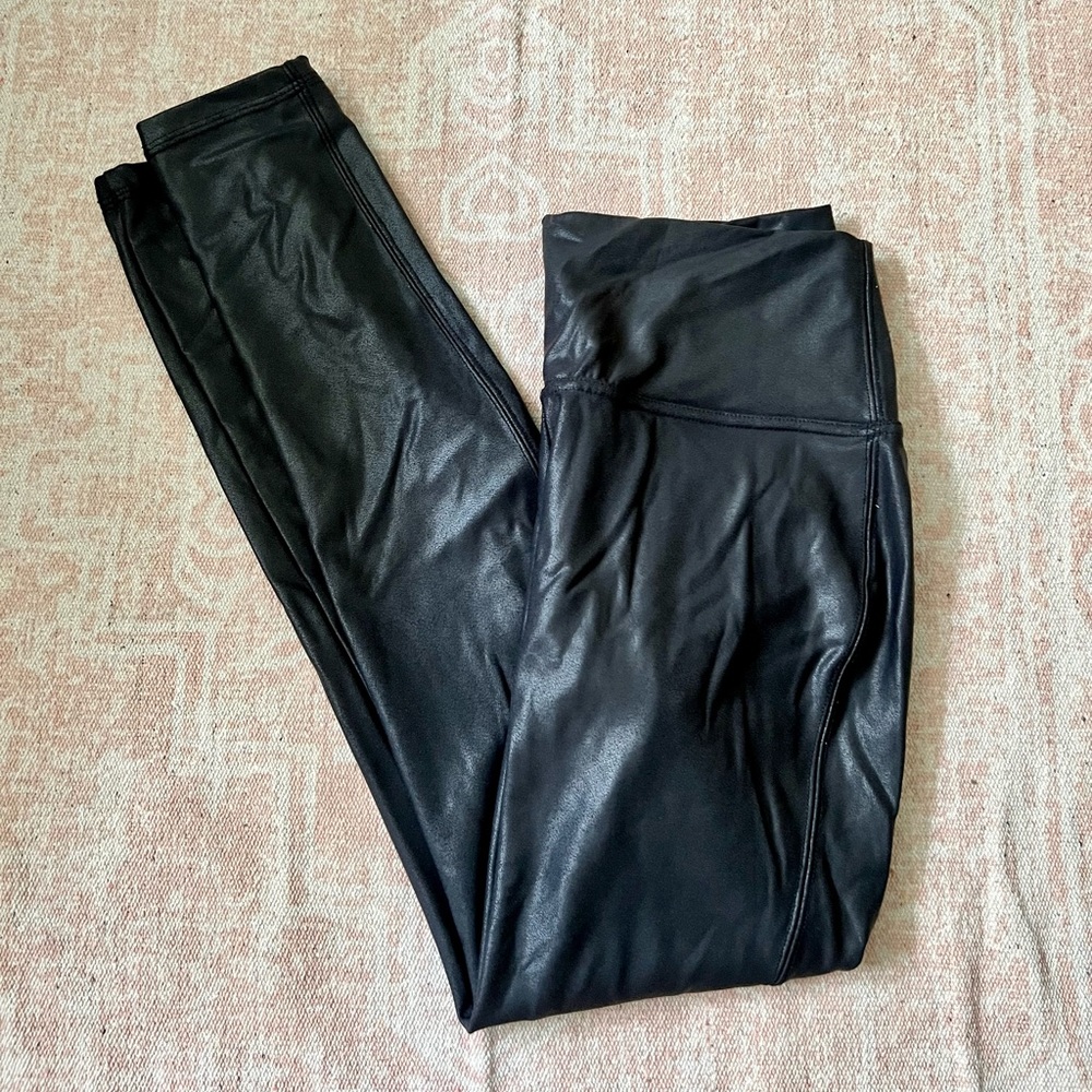 Black metallic leggings